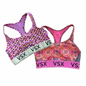 Two VSX Sport Victoria’s Secret Womens Sports Bras Size Small Unpadded Wireless